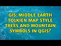 GIS: Middle Earth Tolkien map style trees and mountain symbols in QGIS?