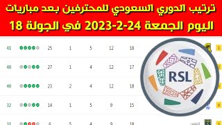 ترتيب الدوري السعودي للمحترفين بعد مباريات اليوم الجمعة 24-2-2023 في الجولة 18