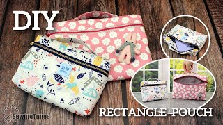 DIY Rectangle Pouch 2 sizes | How to make top handle zipper pouch [sewingtimes]