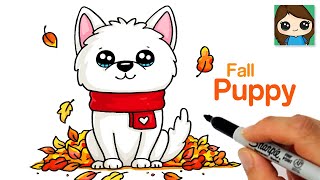 How to Draw a Puppy Dog Easy 🍁 Cute Fall Art