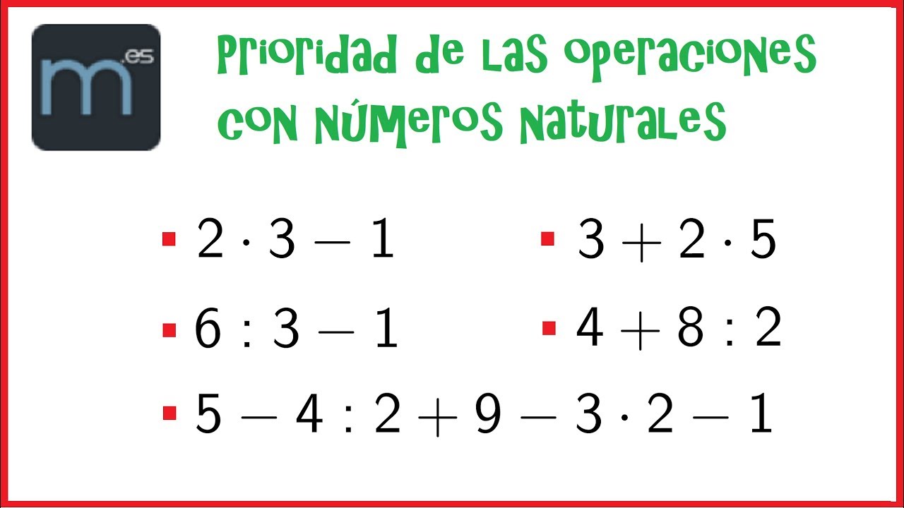 Operaciones Combinadas De Números Naturales, Prioridad O Jerarquía, ESO ...