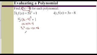 Lesson 6.3 - Evaluating a Polynomial Using Function Notation (Variable Expression)