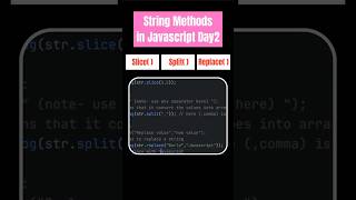 string methods in javascript day2 #replace #slice #split #js #stringmethods