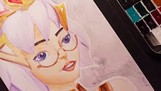 Rei from Paladins || Painting with watercolors || Lilith Llyn