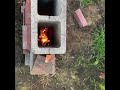 hollow block rocket stove 空心水泥砖火箭炉