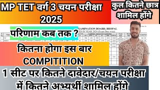 MP TET VARG 3 चयन परीक्षा 2025  में कितने अभ्यर्थी शामिल होंगे /पात्रता परीक्षा परिणाम कब तक ??