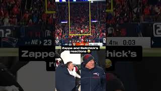 Bailey Zappe and Bill Belichick couldn’t have more different reactions to the game winning FG