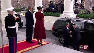 President Obama and First Lady Michelle Obama welcome Donald Trump and Melania T