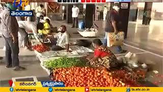 Karimnagar Bus Stand Turns Into Vegetable Market | Live Report from Karimnagar