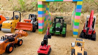 Construction vehicles pass through the magic gate | Excavator, dump truck funny stories | BIBO TOYS