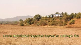 [HD]: KONKAN RAILWAYS ~: NEED FOR SPEED | 12978 MARUSAGAR SF Express thunders ASNOTI @ 110 Kmph Flat