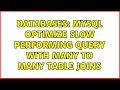 Databases: Mysql optimize slow performing query with many to many table joins (2 Solutions!!)
