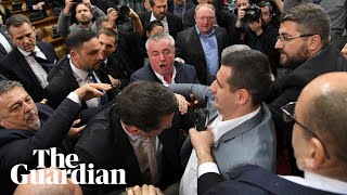 Brawl breaks out in Serbian parliament over train station roof collapse