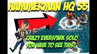 BOOM BEACH - HAMMERMAN HQ 55 DEMOLITION - EVERSPARK ONLY SOLO! YOU HAVE TO SEE THIS!