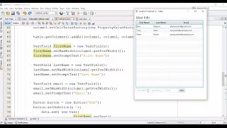JavaFX 8 Tutorial 12 - Table with Example of User Info