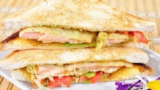 แซนวิชแซลมอนชุบแป้งวาซาบิ Wasabi Salmon Sandwich l FoodTravel