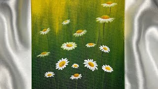 Daisy flower painting step by step tutorial/blurry effect acrylic painting for beginners/#11
