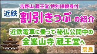 【近鉄】当日でも買える！近鉄電車に乗って金峯山寺へ行くなら！「吉野山 蔵王堂 特別拝観券付 割引きっぷ」奈良県/往復のきっぷ+拝観券/2021春