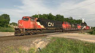 CN Freight Train - Hamilton Road (with Cabooses and a Hi-Rail)