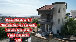 Didim Akbük'te Eşsiz doğa ve deniz manzaralı müstakil havuzlu bahçeli otoparklı eşyalı lüks villa