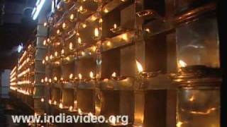 Thiruvampadi, traditional lamps, pooram, evening, Lord Krishna temple premises, Kerala, India