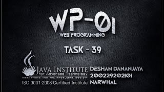 Web Project Task 39 | Web Programming 01 | Java Institute | 1st Year | Semester 01