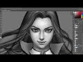 eng 글레이징 기법으로 채색하기 grayscale to color 흩날리는 머릿결을 그려보자 digital painting tutorial