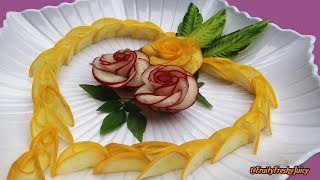 Inspirational Design of Zucchini, Radish & Cucumber Rose Flower Garnish