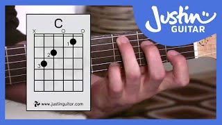 C Chord - Guitar For Beginners - Stage 3 Guitar Lesson - JustinGuitar [BC-132]