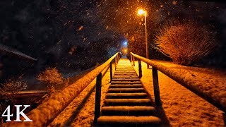 Spaziergang bei starkem Schneefall am Abend in Berchtesgaden, ASMR, Stadt und Naturgeräusche 4K