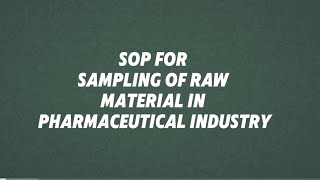 SOP for Raw Material Sampling