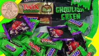 Ghoulish Green Snickers, Twix \u0026 M\u0026M Chocolate Halloween Trick Or Treat Candy Bars