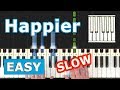 Marshmello ft. Bastille - Happier - SLOW EASY Piano Tutorial - Sheet Music (Synthesia)