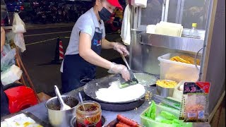 街头美食 海南大学南门夜市煎饼果子，煎饺，炒粉 /Market, Chinese pie, Fried dumplings and Fried noodles/ China Street Food