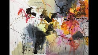 Caran d’ache watercolor gouache Mix media Abstract painting tutorial demonstration