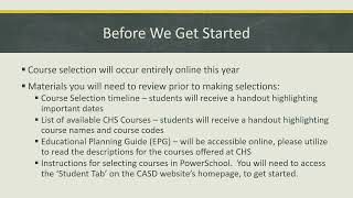 course selection 2022 video