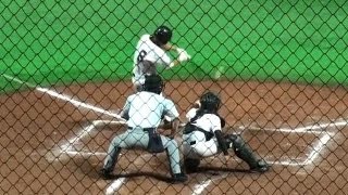 門司学園高 青木 渉 選手 ライト線スリーベースヒット