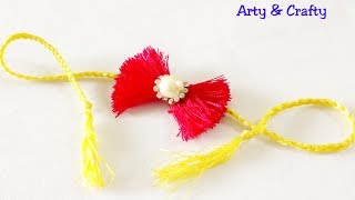 How to make Handmade Silk Thread Rakhi | Silk Thread Rakhi Making | Rakhi for School Competition