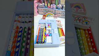 Filling my pencil box with rainbow 🌈 stationery ✨️ 💕 #cute #asmr #stationery #shorts #youtubeshorts