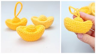 🪙 Gold Ingot Crochet Pendant Tutorial | Easy to Learn, Lucky New Year Decoration! 🪙