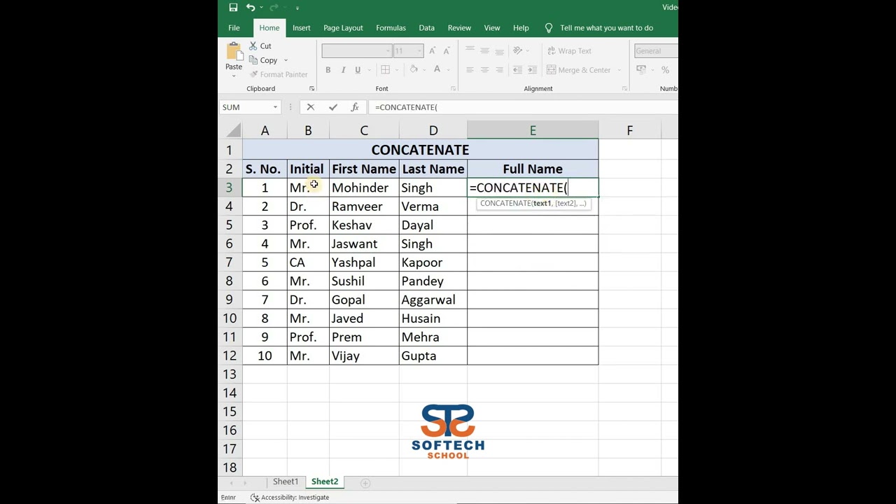 Learn CONCATENATE Function in Just 60 Sec Excel