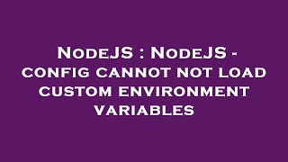 NodeJS : NodeJS - config cannot not load custom environment variables