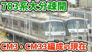 【4K】【783系大分疎開】JR九州783系CM3編成・CM33編成（ハイパーサルーン色）の今【大分車両センター】