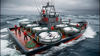 Increíble pesca de salmón en alta mar | Planta procesadora de salmones