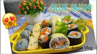 ASMR BLUE SUSHI Recipe - Sushi cooking ideas (Rice ball, Sushi roll, Tamagoyaki)/Color Sushi