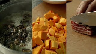 Cooking with ingredients in Korea 🇰🇷🍂 | Fall Dinner | Kabocha soup & Caesar salad & Vongole pasta