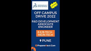 Dassault Systemes Off Campus 2022 | R&D Development Associate Engineer | IT Job | Pune