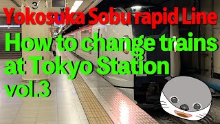 【How to change trains at JR Tokyo Station Yokosuka Sobu rapid Line】 Tokyo Station Vol.3 東京駅/横須賀総武乗換