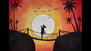 Beautiful Watercolor Painting for beginners | A Romantic Couple on Sunset Scenery for beginners