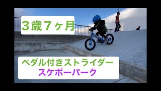 【ストライダー14X】息子3歳7ヵ月 ペダル付きでスケボーパーク